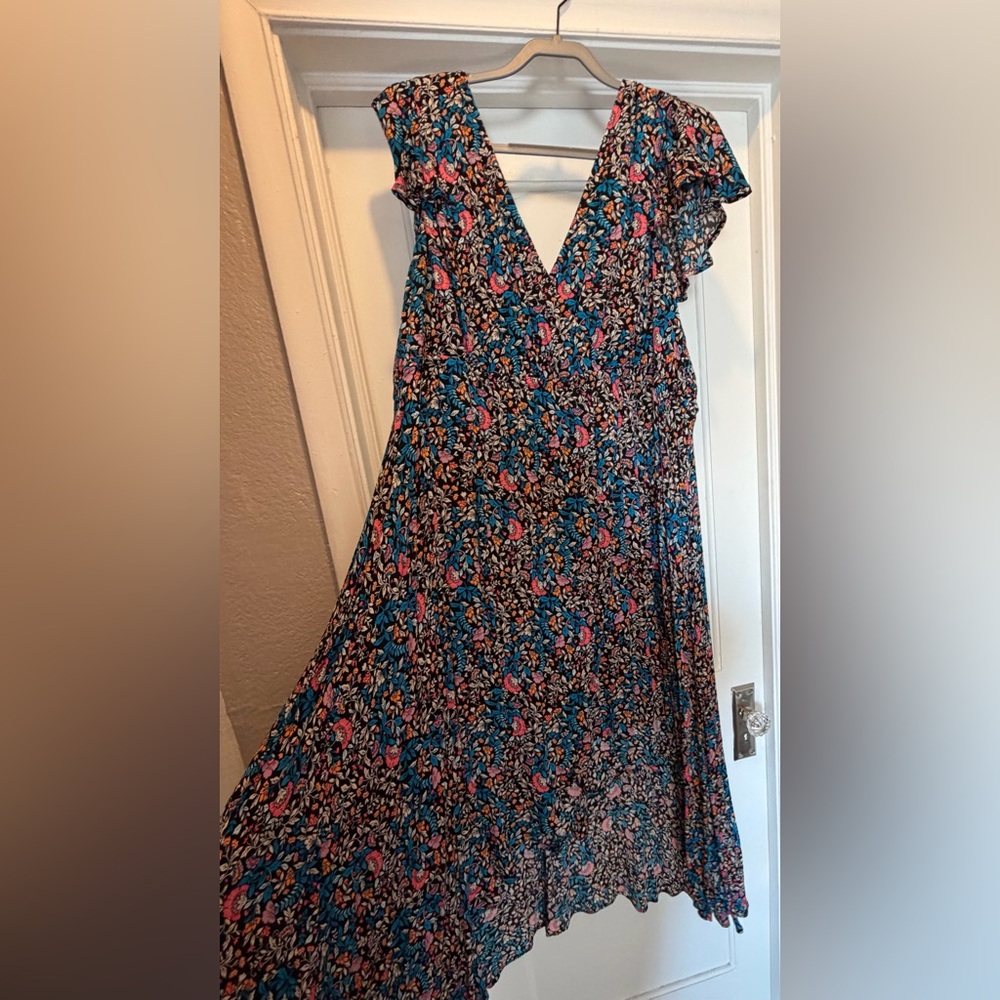 Torrid Asymmetrical Floral Dress - Blue and Pink